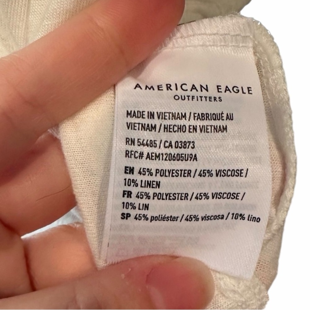 American Eagle Basic White Tee Linen Blend Adjust… - image 5